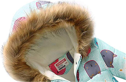 Miss Bei Girl's Winter Coat Jacket Hooded Kids Toddler Flower Print Parka Outwear Warm Cotton Puffer Hooded Jacket