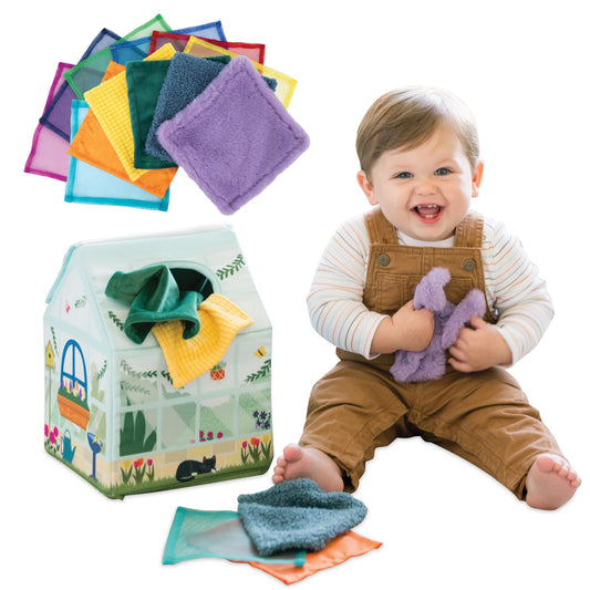 MindWare Sensory Sprouts Tissue Scarf - Montessori Toys for Babies 6-12 Months - Soft