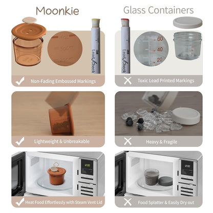 Moonkie Silicone Baby Food Containers | 4 oz Baby Food Storage Jars with Airtight Lids | Reusable