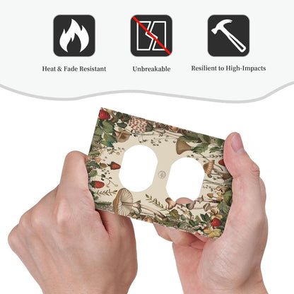 Decorative Outlet Covers Rustic Mushroom Garden Red Strawberry 1 Gang Duplex Light Switch Cover Plate Wall Plates for Electrical Outlets Switchplate Faceplate for Bedroom Home Decor