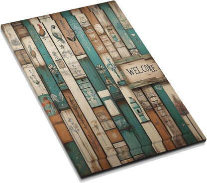 Light Switch Cover Plate Vintage Wood Brown Turquoise Splicing 1 Gang No Device Blank Electrical