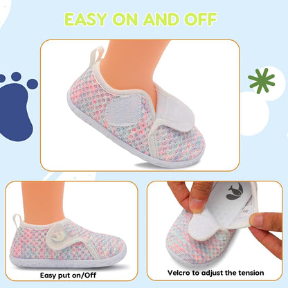 FEETCITY Baby Boys Girls First Walking Shoes Infant Sneakers Crib Shoes Breathable Lightweight Slip On Shoes