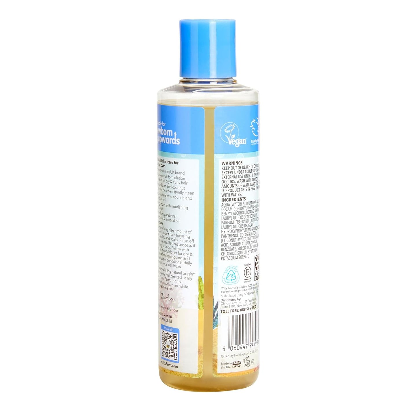 Childs Farm, Coco-Nourish Shampoo contains natural corn and coconut cleansers to gently clean and