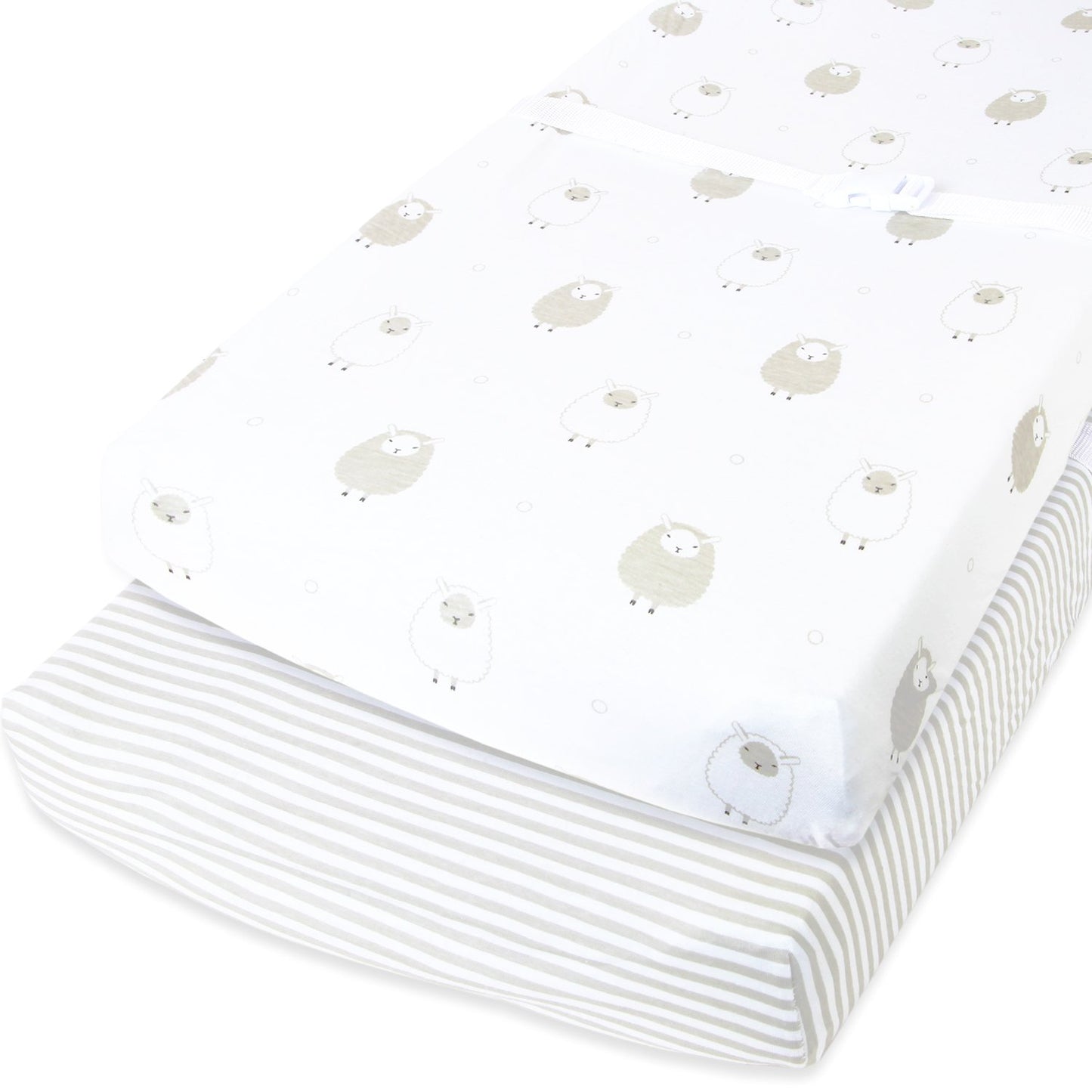 Cuddly Cubs Changing Pad Covers ??2 Pack ??Snuggly Soft Plush Cotton Changing Table Covers for Boy, Girl ??Fits Perfectly on Summer Infant and Other 16 x 32 Baby Changing Table Pads ??Grey Stripes