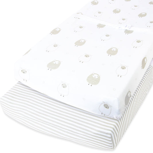 Cuddly Cubs Changing Pad Covers ??2 Pack ??Snuggly Soft Plush Cotton Changing Table Covers for Boy, Girl ??Fits Perfectly on Summer Infant and Other 16 x 32 Baby Changing Table Pads ??Grey Stripes