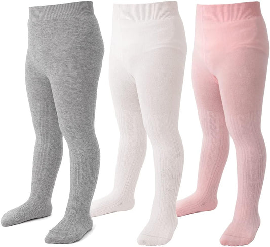 Marchare Baby Girls Tights Thick Solid Cable Knit Leggings Winter Warm Stockings For Toddler Girls