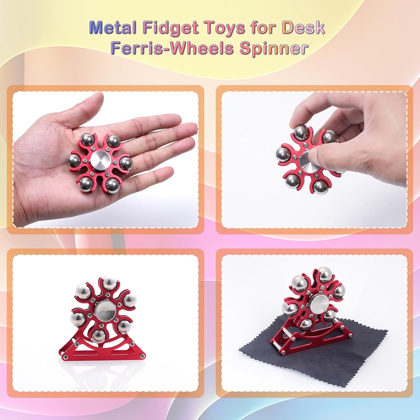 Desk-Fidget-Toys Ferris-Wheels-Spinner: Metal Kinetic-Fidget-Spinner 4mins, EDC-Toy Cool-Gadgets for School Office Christmas, ADHD Tools Gift Cool-Stuff Stress Relief Gift for Kid Children Teen Adult