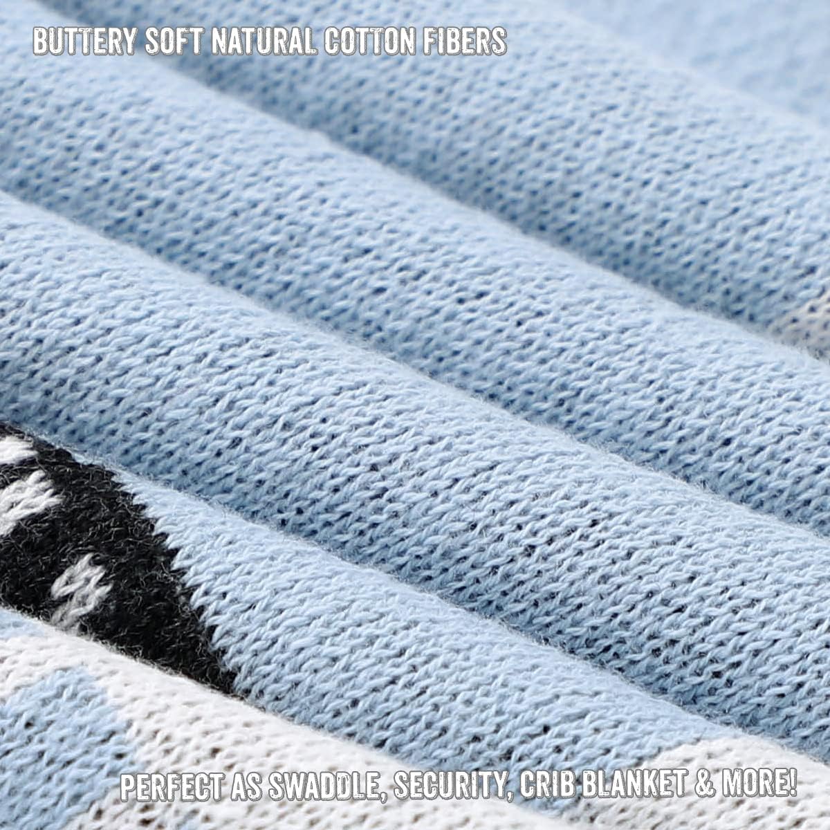 Baby Receiving Swaddle Stroller Blanket - 100% Fine Loomed Cotton Cozy Cuddle Crib Stroller Unisex