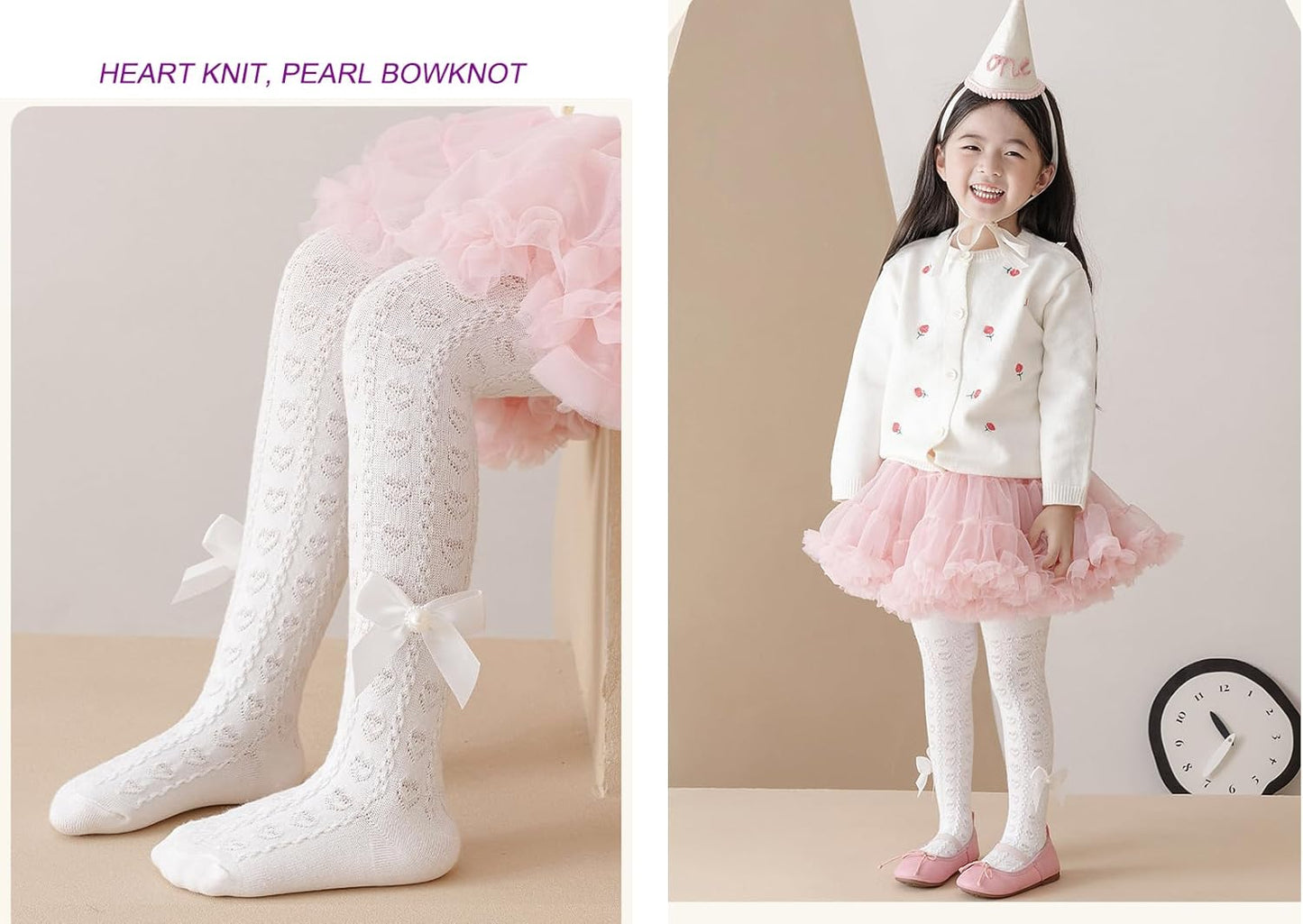 CHUNG Baby Girls Cotton Tights Thin Hollowed Summer with Bowknot Mesh Lace Fashion Toddler Footed Legging Pantyhose