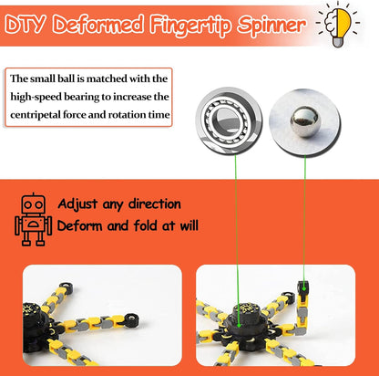 12 Pack Funny Sensory Fidget Toys,Deformable Chain DIY Robot Spinners Fingertip Stress Relief Gyro Toy Birthday Gifts Goodie Bag Easter Basket Stuffers Classroom Prizes Party Favors for Kids Adults