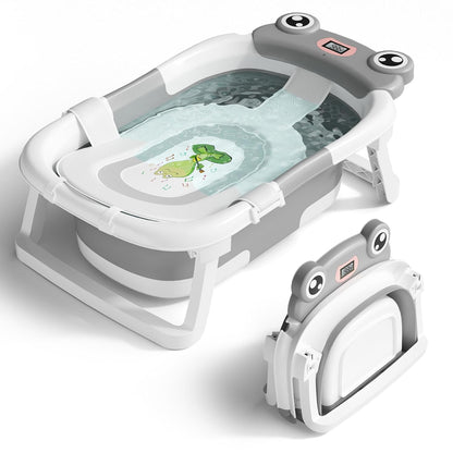 Baby Bathtub, Collapsible Newborn Bathtub for Infant to Toddler 0-24 Months with Soft Cushion and
