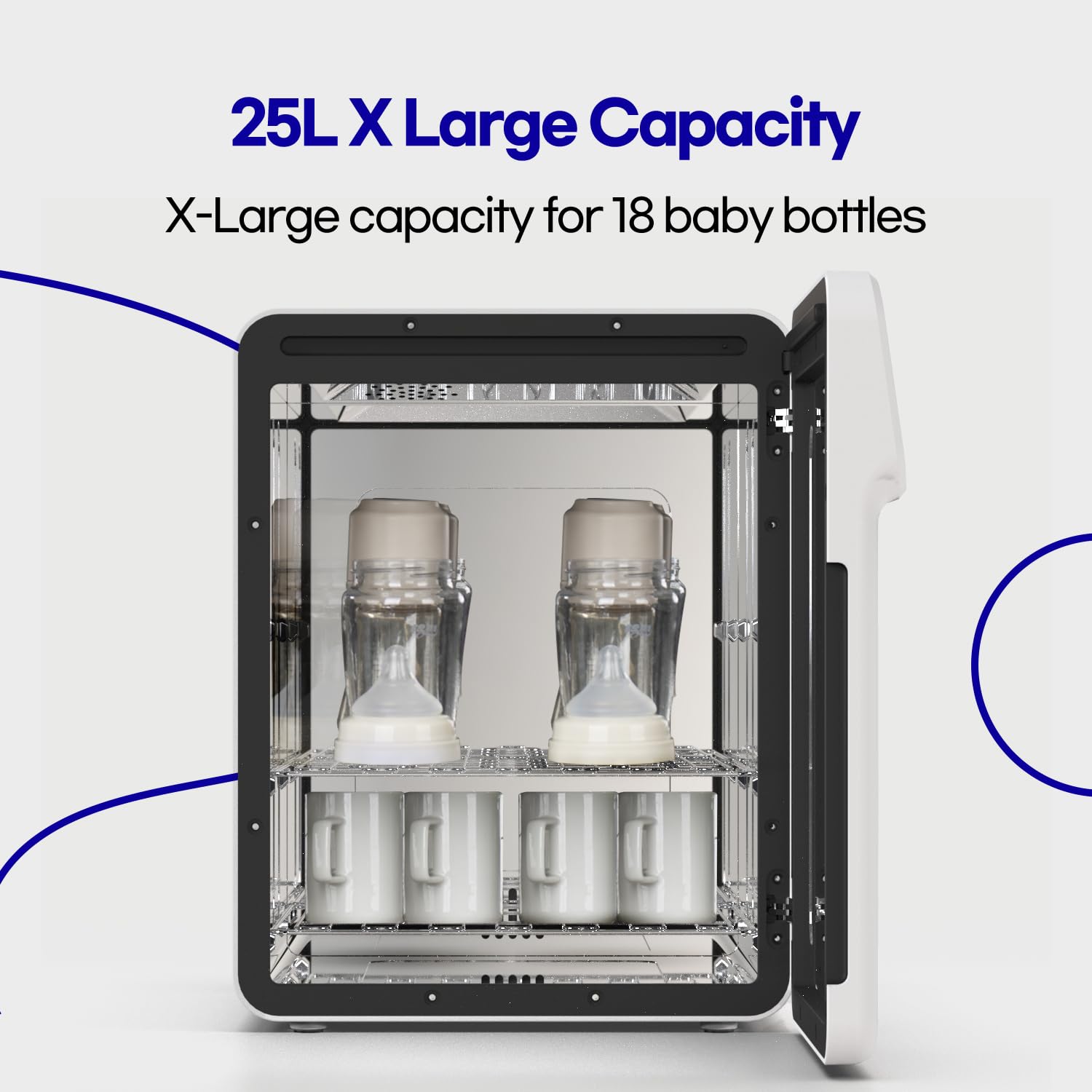 HubiBaby 4-in-1 UVC Cleaner and Dryer for Baby Bottles XL Large Inner Capacity Multifunctional