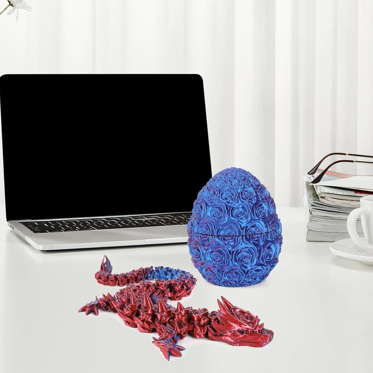 Easter Dragons 3D Printed Dragon Egg with Dragon Inside Crystal Dragon Fidget Toy for Adult Full Articulated Dragon for Home Office Decor