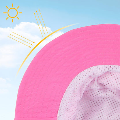 Peecabe Summer Baby Sun Hat for Boys Girls UPF 50+ Wide Brim Toddle Bucket Hat Adjustable Baby Beach Cap 0-8 Years