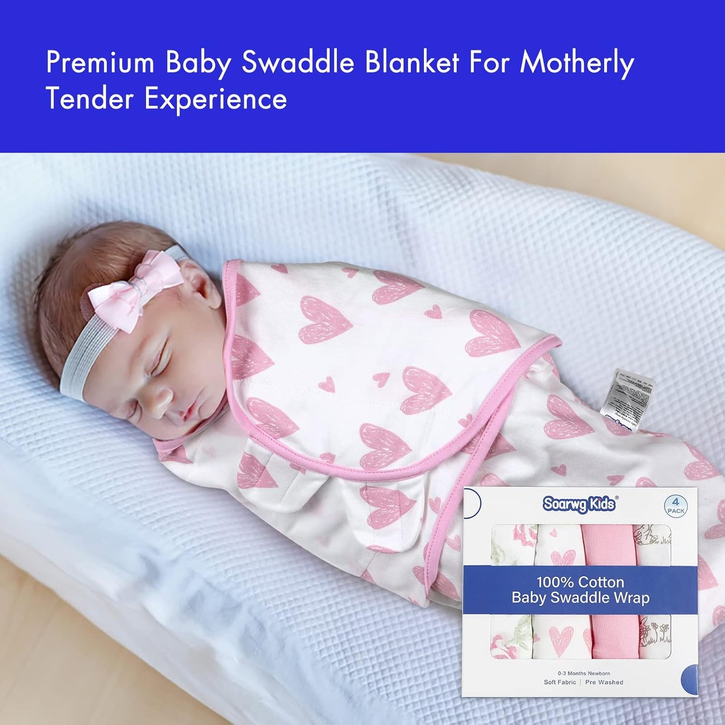 Organic Baby Swaddle Sleep Sacks, 4-Pack Swaddles for Newborns Baby Essentials, Infant 0-3 Months