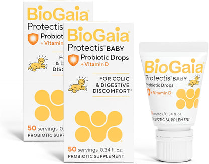 BioGaia Baby Probiotic Drops - Colic & Gas Relief + Vitamin D, 50-Day Supply, Safe for Newborns
