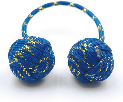 Fidget Beads Skill Toys, Fidget Toys, Parachute Cord and Steel Beads Handmade Fidget Beads, Beginners Worry Beads, Portable EDC Leisure Toys (Gold Blue)