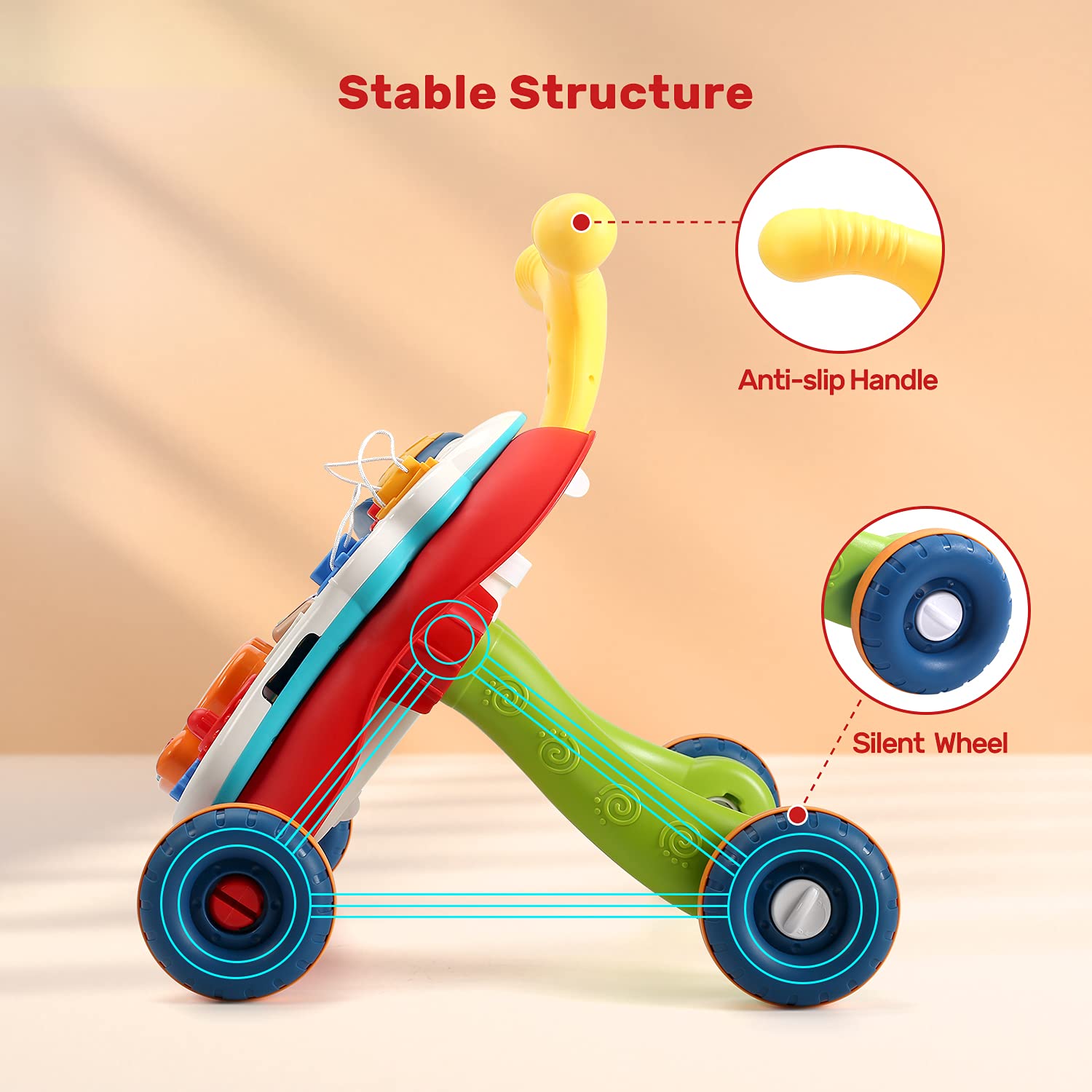 CUTE STONE Sit to Stand Learning Walker, 2 in 1 Baby Push Walker, Early Educational Child Activity
