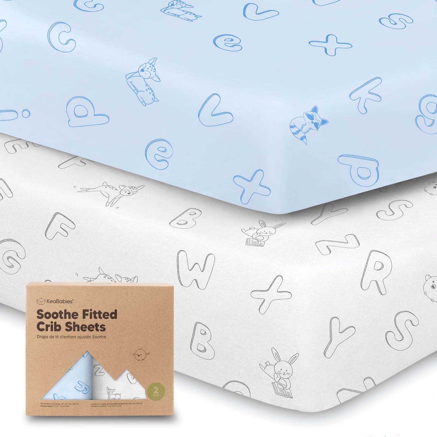KeaBabies 2-Pack Organic Crib Sheets for Boys, Girls - 52x28 Fitted Crib Mattress Sheet Neutral