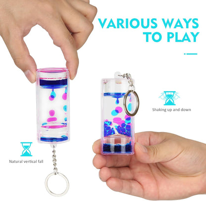 Liquid Motion Bubbler Key Chain Pack of 8 Great Desktop Colorful Hourglass Liquid Bubbler Small Calming Relaxing Toys (Rainbow series, Pack of 8)