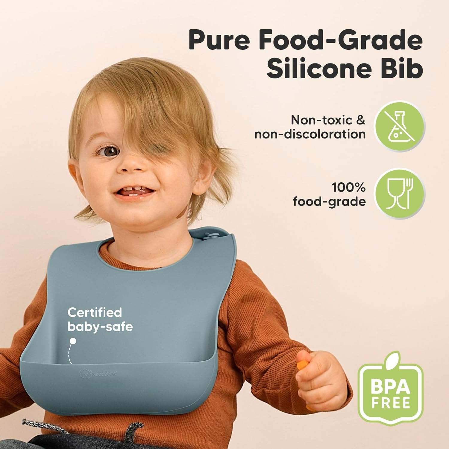 KeaBabies 2-Pack Silicone Baby Bibs for Eating - Sturdy Food-Grade Silicone Bibs for Babies Girl