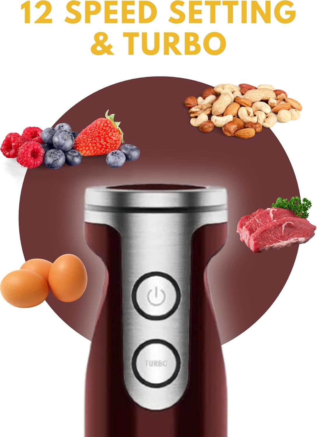 MEGAWISE new Hand Blender Series Single Hand Blender,no attachments,12-Speed,Includes Powerful