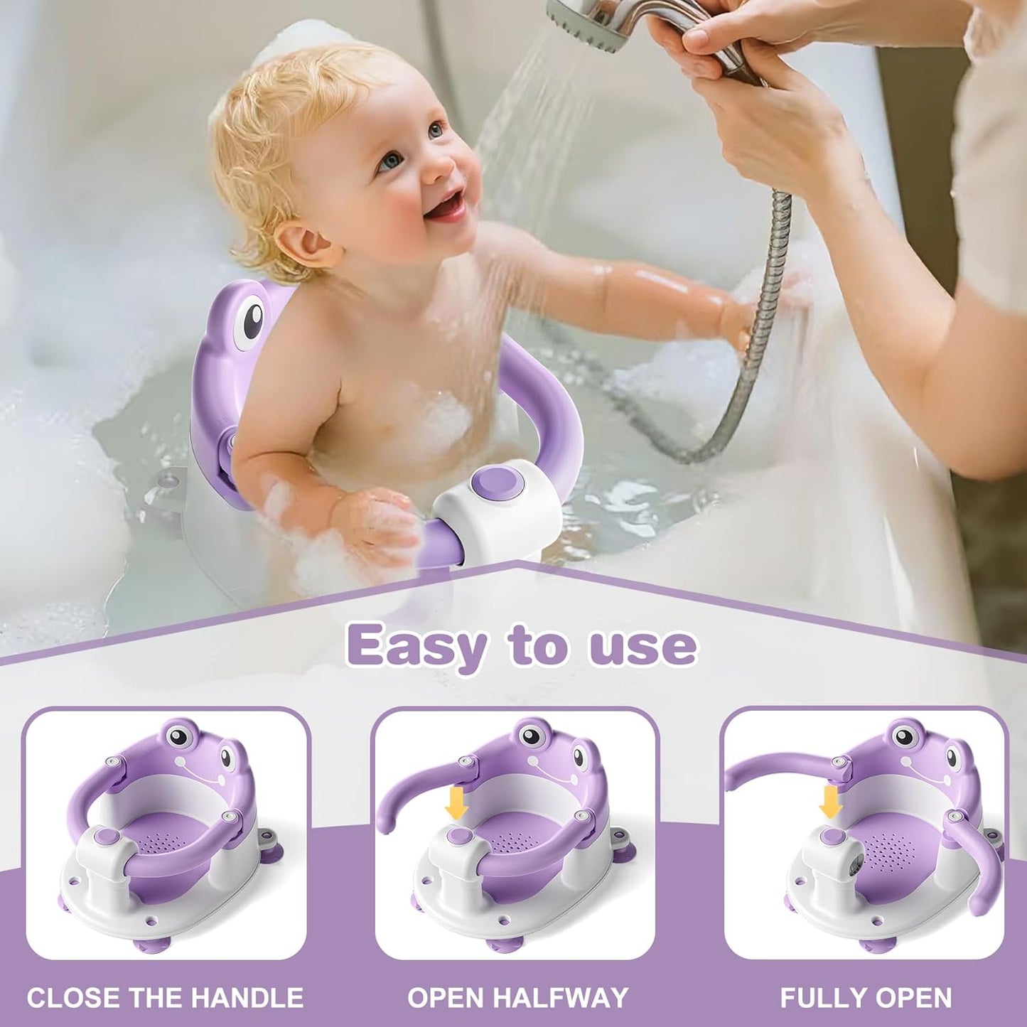 Baby Bath Seat for Babies 6 Months & up Non-Slip Toddler Bath Seats for Sitting Up Infant Bathtub