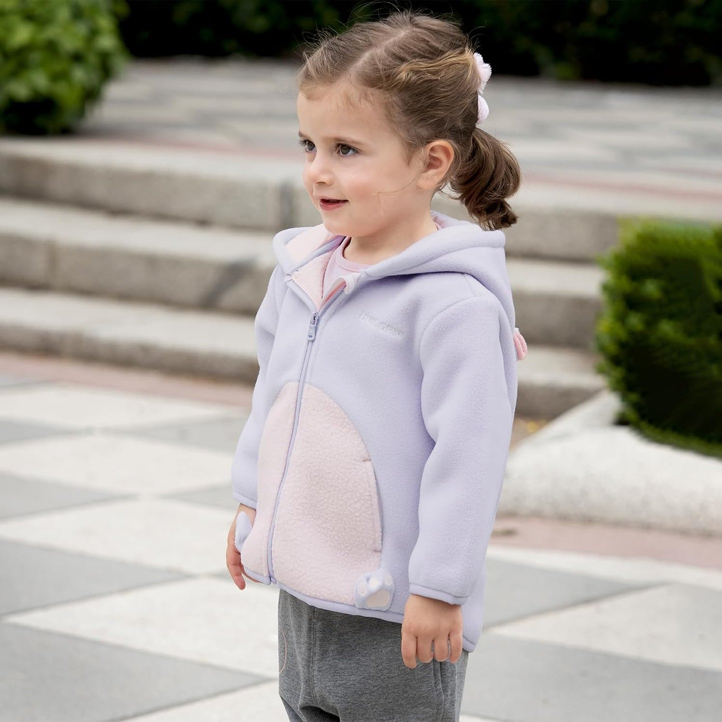 DAVE&BELLA Toddler Fleece Jacket, Baby Boys Girls Animal-shaped Hooded Zipper Long Sleeve Warm Spring Autumn Outerwear Coat