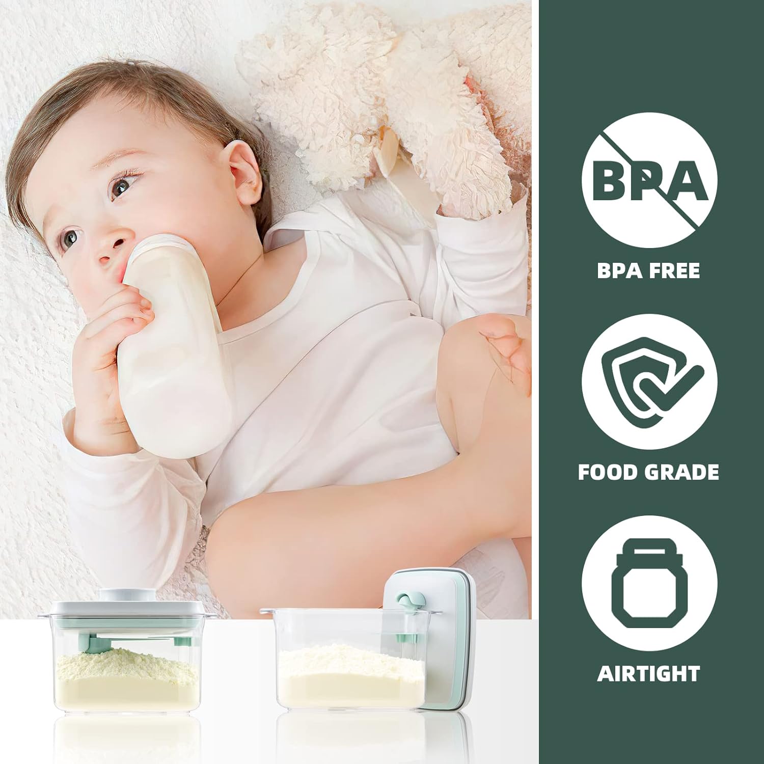 Formula Container - 1700ml Pop Top Milk Powder Container, BPA-Free Airtight Formula Dispenser with