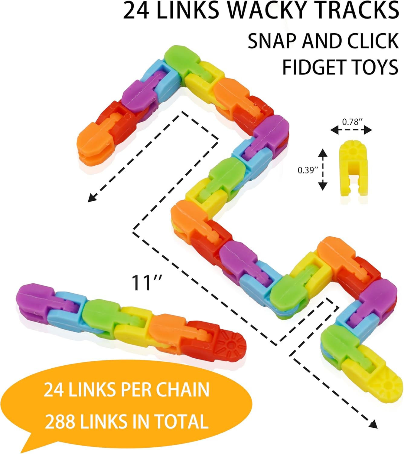 Ganowo 30 Pack Fidget Toy Wacky Tracks Snap and Click Fidgets Sensory Toys Party Favors ,Classroom Reward,School,Christmas Stocking Stuffers for Adults ,Kids