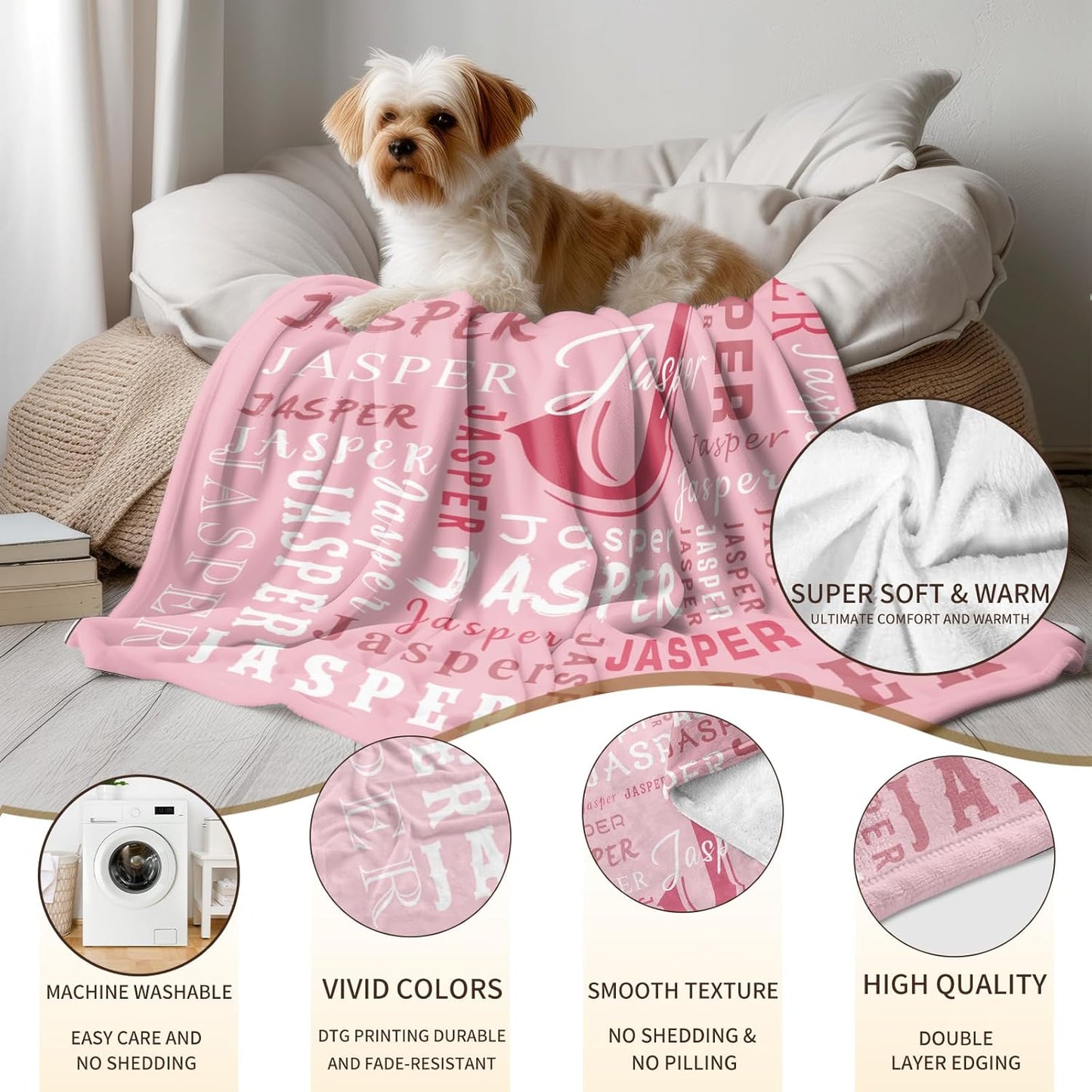 Ship Next Day, Custom Name Blanket - Printed in USA, Personalized Baby Blankets for Girls, Baby