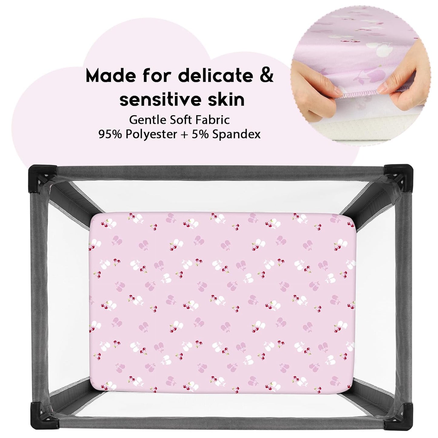 Yoofoss Pack and Play Sheets Fitted, Mini Crib Sheets 2-Pack for Pack N Play Mattress, Stretchy