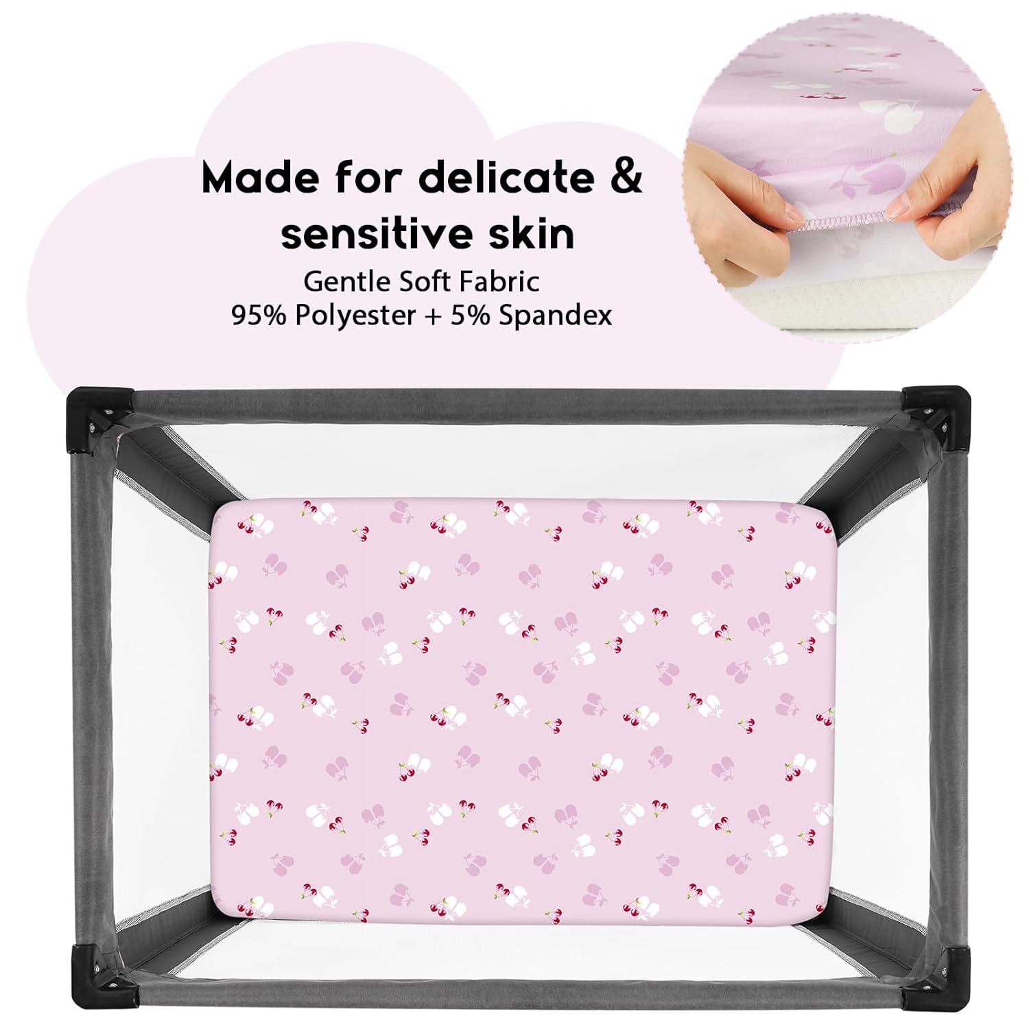 Yoofoss Pack and Play Sheets Fitted, Mini Crib Sheets 2-Pack for Pack N Play Mattress, Stretchy