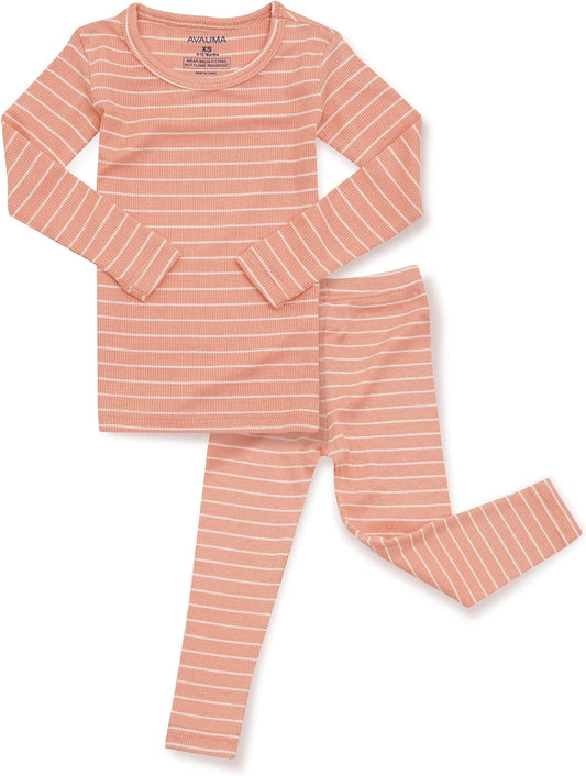 AVAUMA Stripe Pattern Baby Boys Girls Pajama Set Kids Toddler Snug fit Ribbed Sleepwear pjs for Daily Life Style