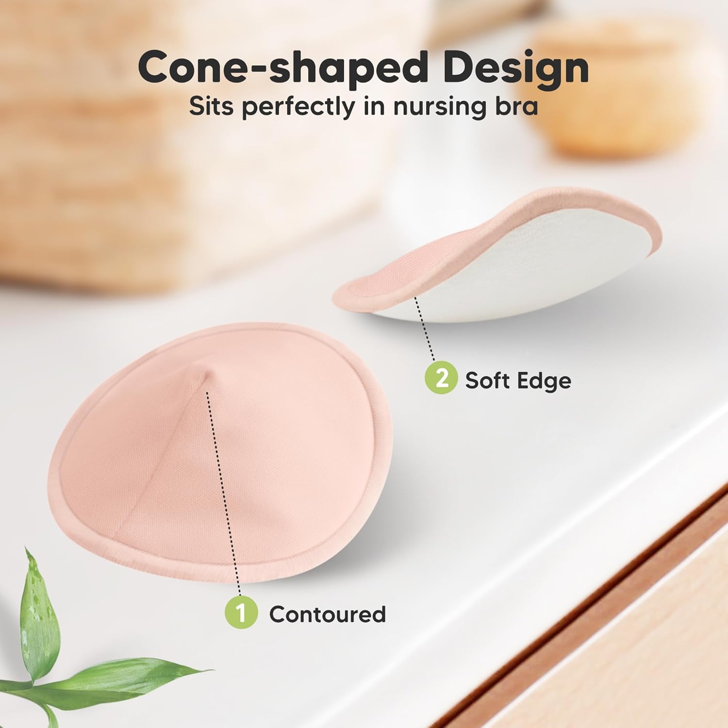 Organic Nursing Pads - 14 Washable Viscose Derived from Bamboo Breastfeeding Pads, Wash Bag