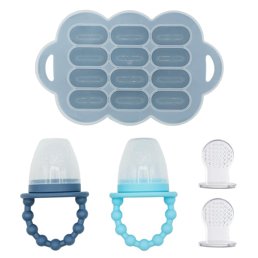 WeeSprout Baby Food Feeder Set - 2 Silicone Feeders & Reusable Freezer Tray with Lid - BPA-Free