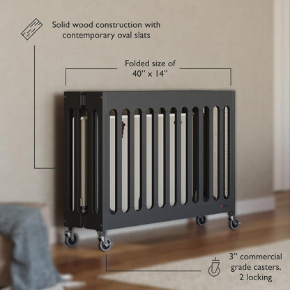 Foundations Boutique Folding Mini Baby Crib - Compact, Portable, Wooden Hotel Crib, Foldable