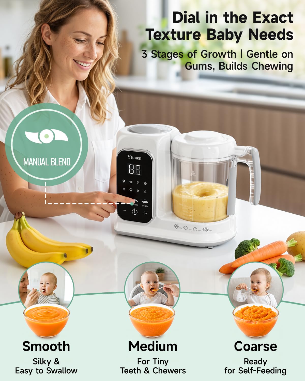 Baby Food Maker with Large Steam Basket Onestep Baby Food Processor Steamer with Steam & Grinding