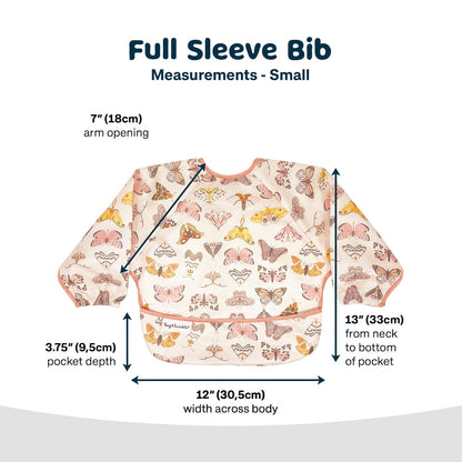 Tiny Twinkle Mess Proof Baby Bib,Waterproof Smock Baby Bib for Eating,Machine Washable Long Sleeve Bib,Baby Led Weaning,Toddler Bib,BLW Supplies(Flutter, Small 6-24 Months)