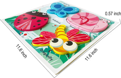 Wooden Jigsaw Puzzles for Toddlers 2-4 Years Old Girls Boys Jumbo Base Chunky Puzzle Ages1-3 Toddler Fun Gifts for 18 24 Months Baby