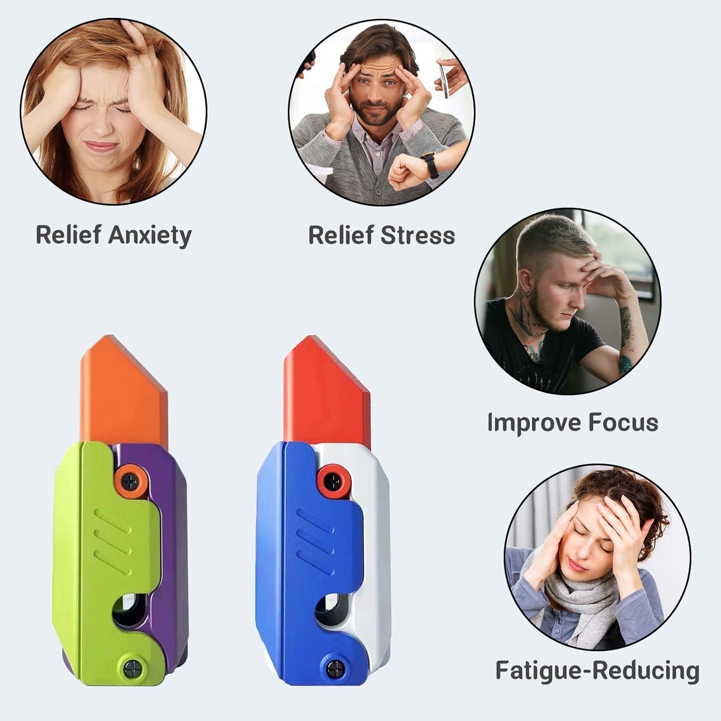 2 Pieces 3D Printing Fidget Knife Toy Carrot Toy Knife for Anxiety Stress Fidget Toys Sensory Toys Anxiety Stress Relief Toy Perfect for ADHD, ADD and Autism Purple and Purplee Knife Toy