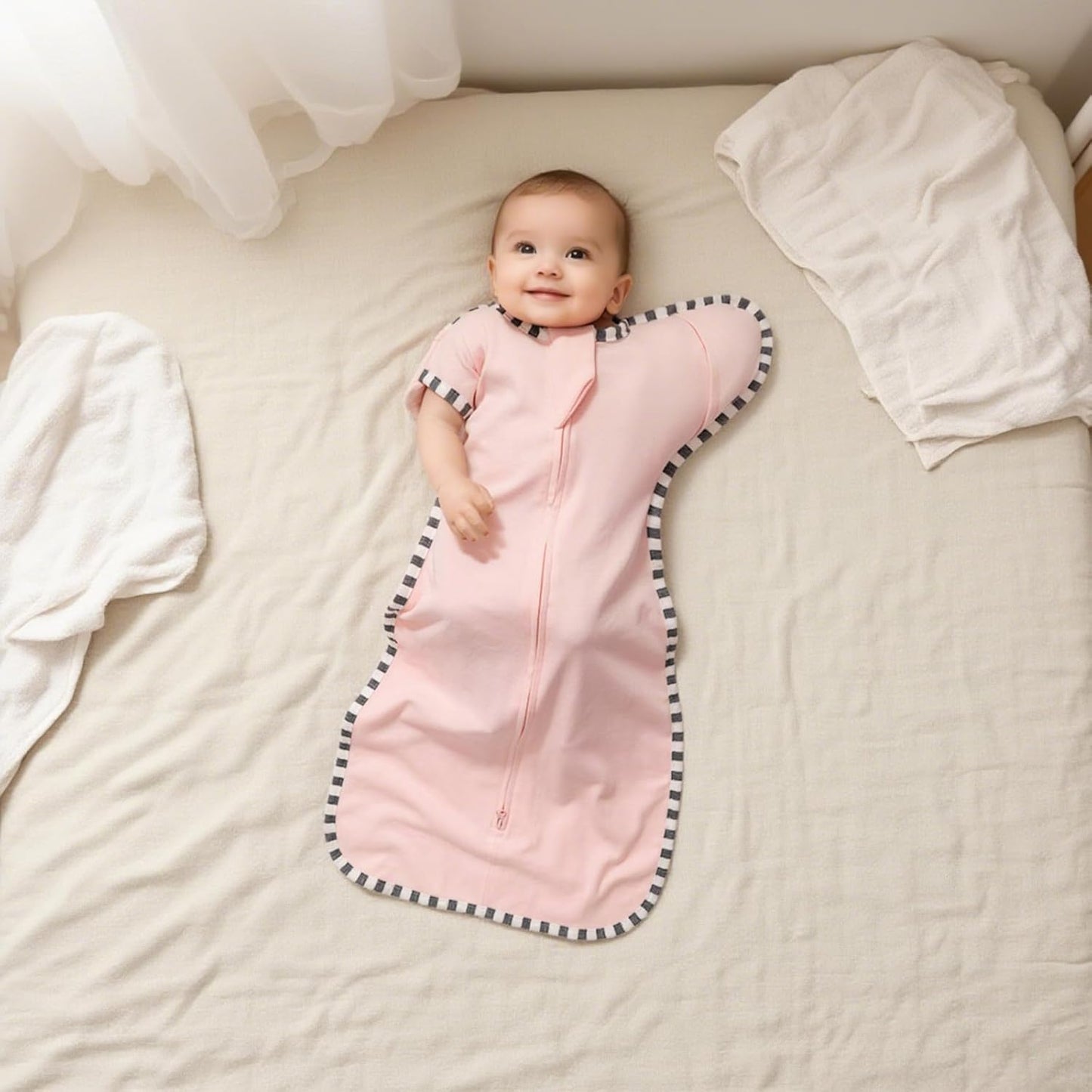 Baby Swaddle Blanket for Newborns and Infants,2-Piece Set Infant Pajamas,Bidirectional Zipper,Easy