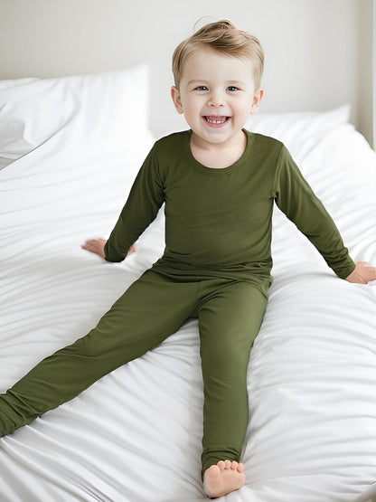 BABY 2T-10Y Toddler Kids Girls Boys Soft Comfy Viscose 2pcs Set Long Sleeve Plain Shirts and Pants Sets
