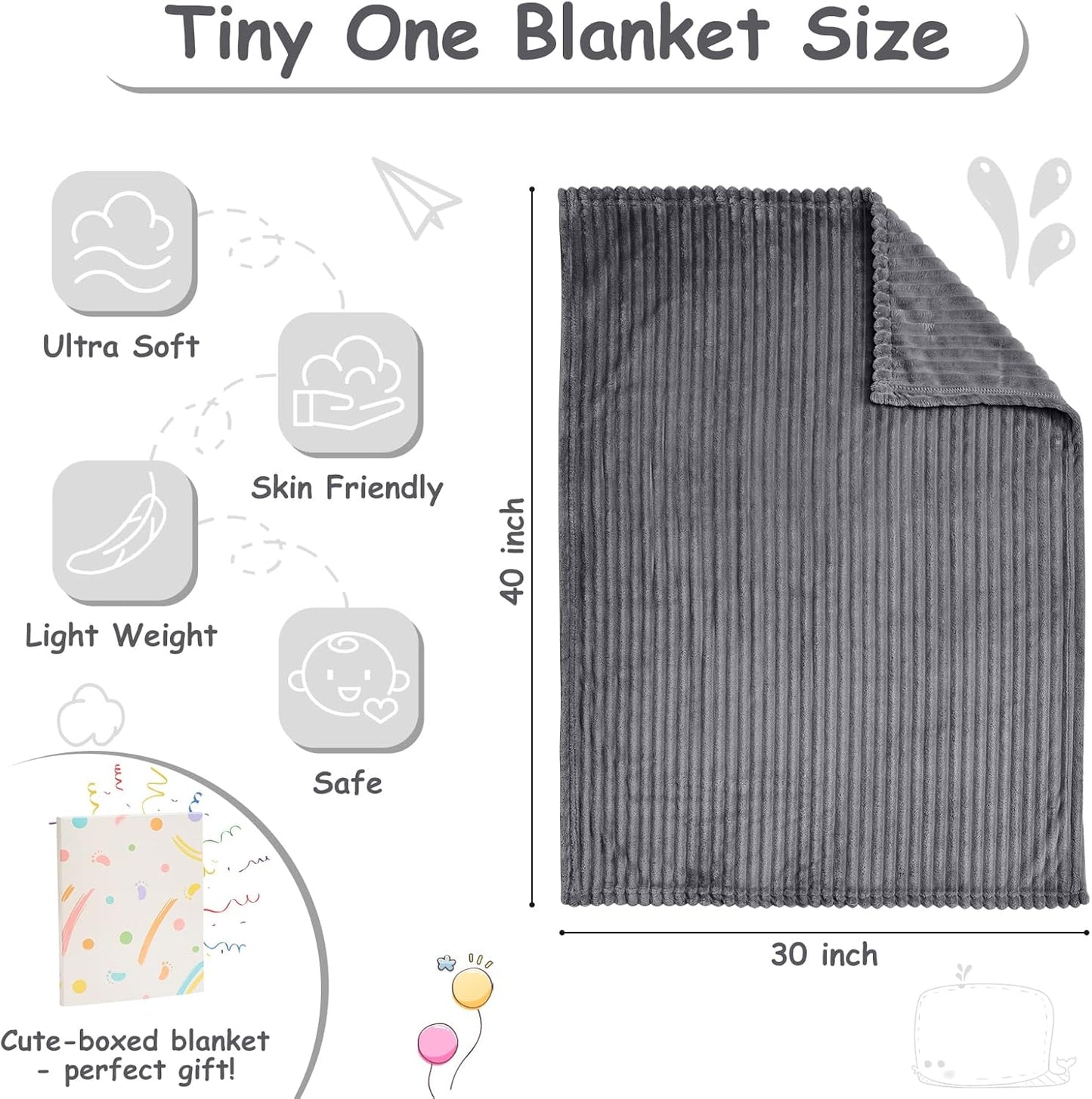 Soft Fleece Baby Blanket Ultra Cozy Grey Baby Blankets for Boys Warm and Lightweight Infant Toddler