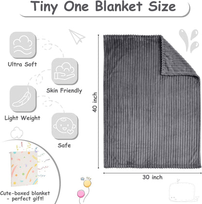 Soft Fleece Baby Blanket Ultra Cozy Grey Baby Blankets for Boys Warm and Lightweight Infant Toddler