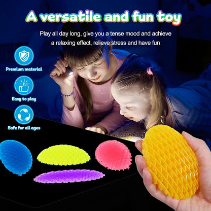 Night Glow Worm Fidget Toy, Funny Pocket Fidget Toy, Stress Relief Toy, Resistance Fidget Toys Sensory Stress Anxiety Relief Toys for Kids Adults (Purple)