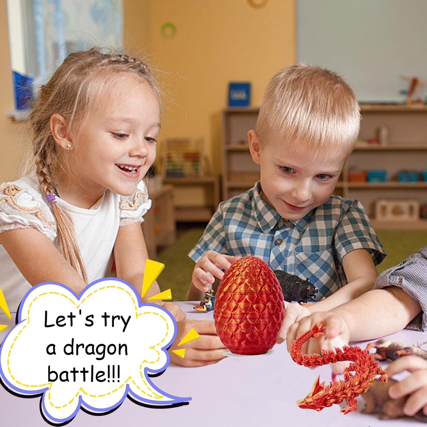 Cessfle 3D Printed Dragon in Egg, Crystal Dragon Eggs with Dragon Inside, Full Articulated Dragon Eggs 3D Dragon Toys, Mystery Dragon Egg for House of Dragon, 3D Printed Animals Fidget Toys