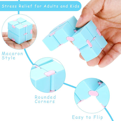 12 Pieces Mini Cube Blocks Mini Cube Desk Toy Magic Sensory Tool Blocks Puzzle Flip Cube for Teens Adults Birthday Favors (Macarons)