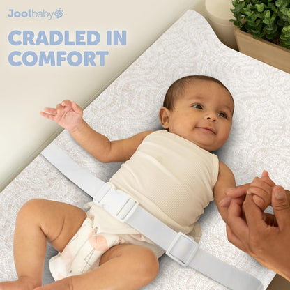 Jool Baby Soft Changing Pad + Washable Cover, Non-Slip - Fits Standard Changing Tables & Dressers (Off-White/Wave)
