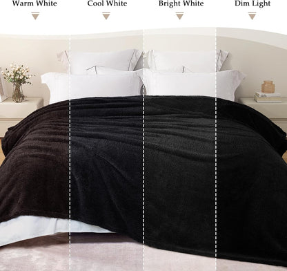 Exclusivo Mezcla Fleece Throw Blanket for Couch Sofa, Soft Warm and Fluffy Blankets for Women Men Girls Kids, Suitable for All Seasons, Black, 50x60 Inches